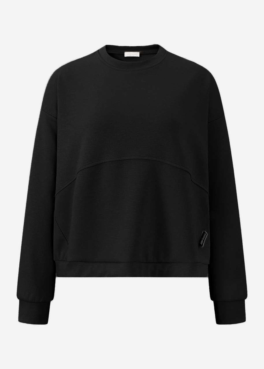 Soft sweatshirt with dividing seams - black