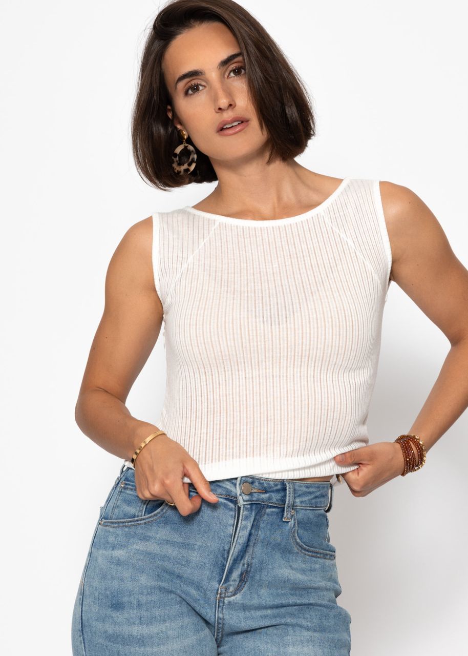 Slightly transparent top with ribbed structure - offwhite