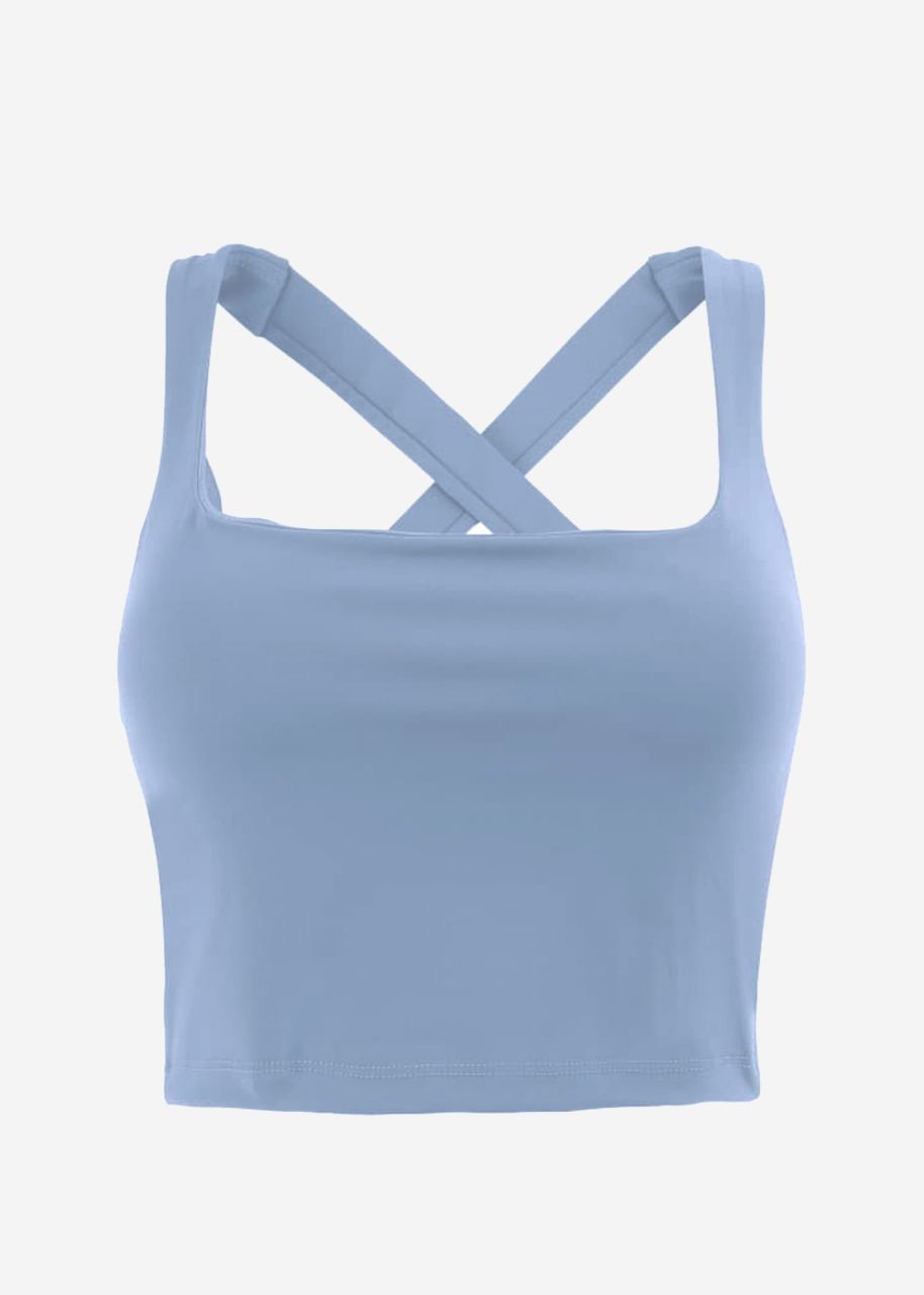 Sports bra with crossed, wide straps - blue