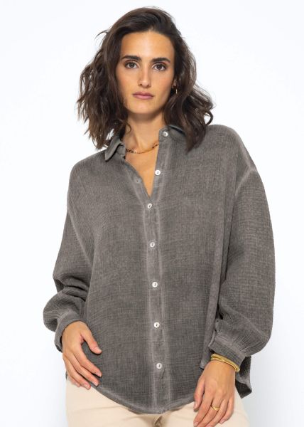 Washed out muslin blouse - dark grey