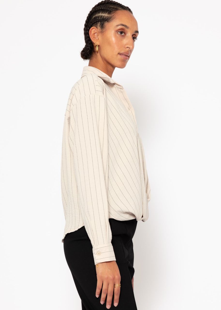 Striped blouse with knot - beige