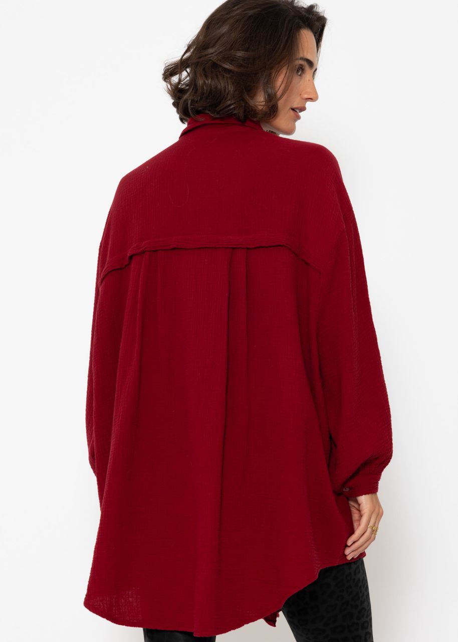 Muslin blouse oversize, dark red