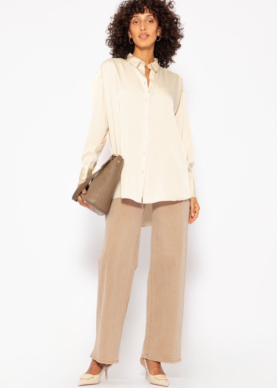 Oversize satin blouse - beige