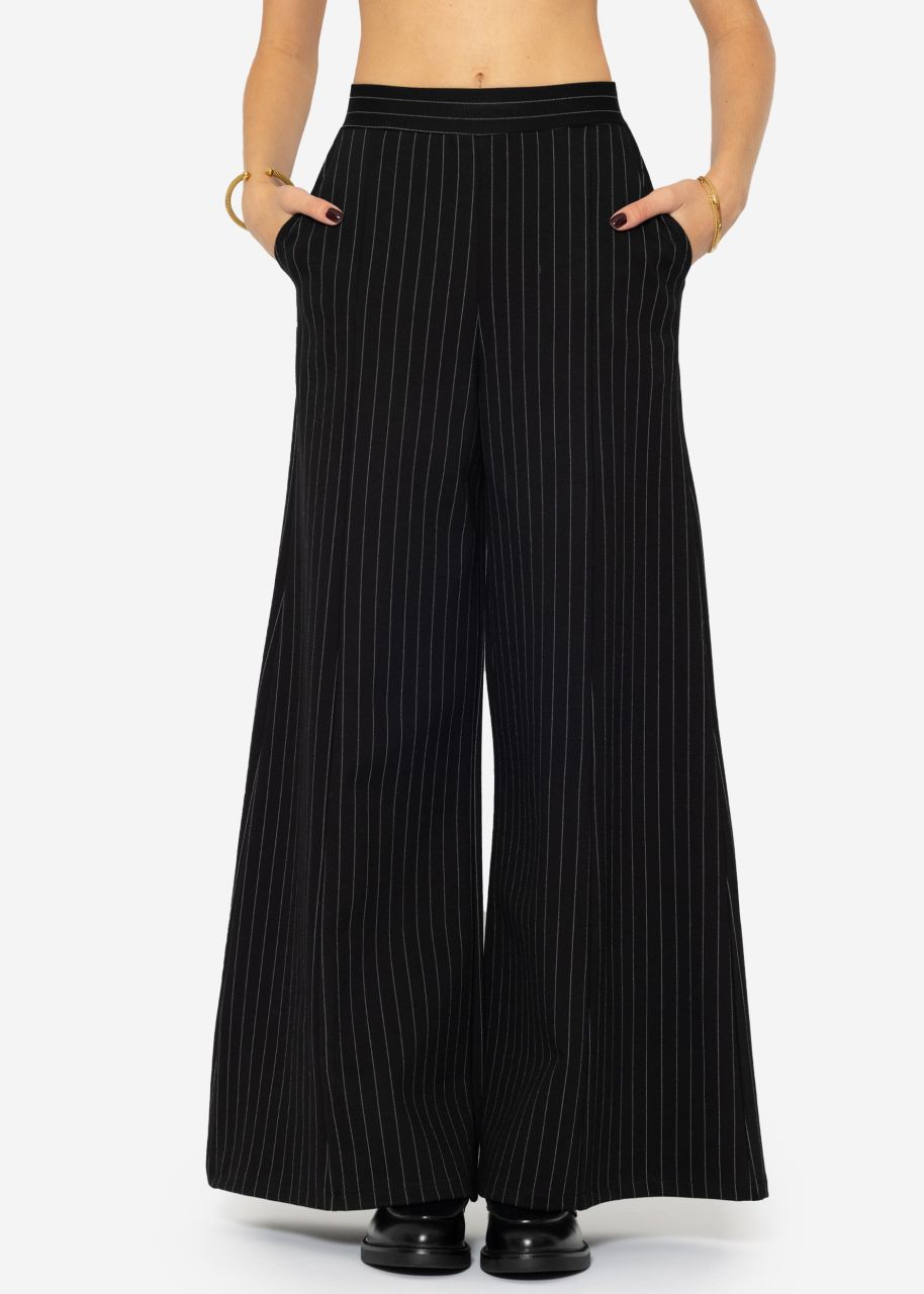 Wide trousers with pinstripes - black