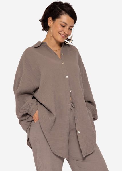 Curvy muslin blouse oversize - taupe