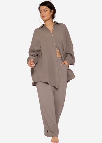 Curvy muslin blouse oversize - taupe