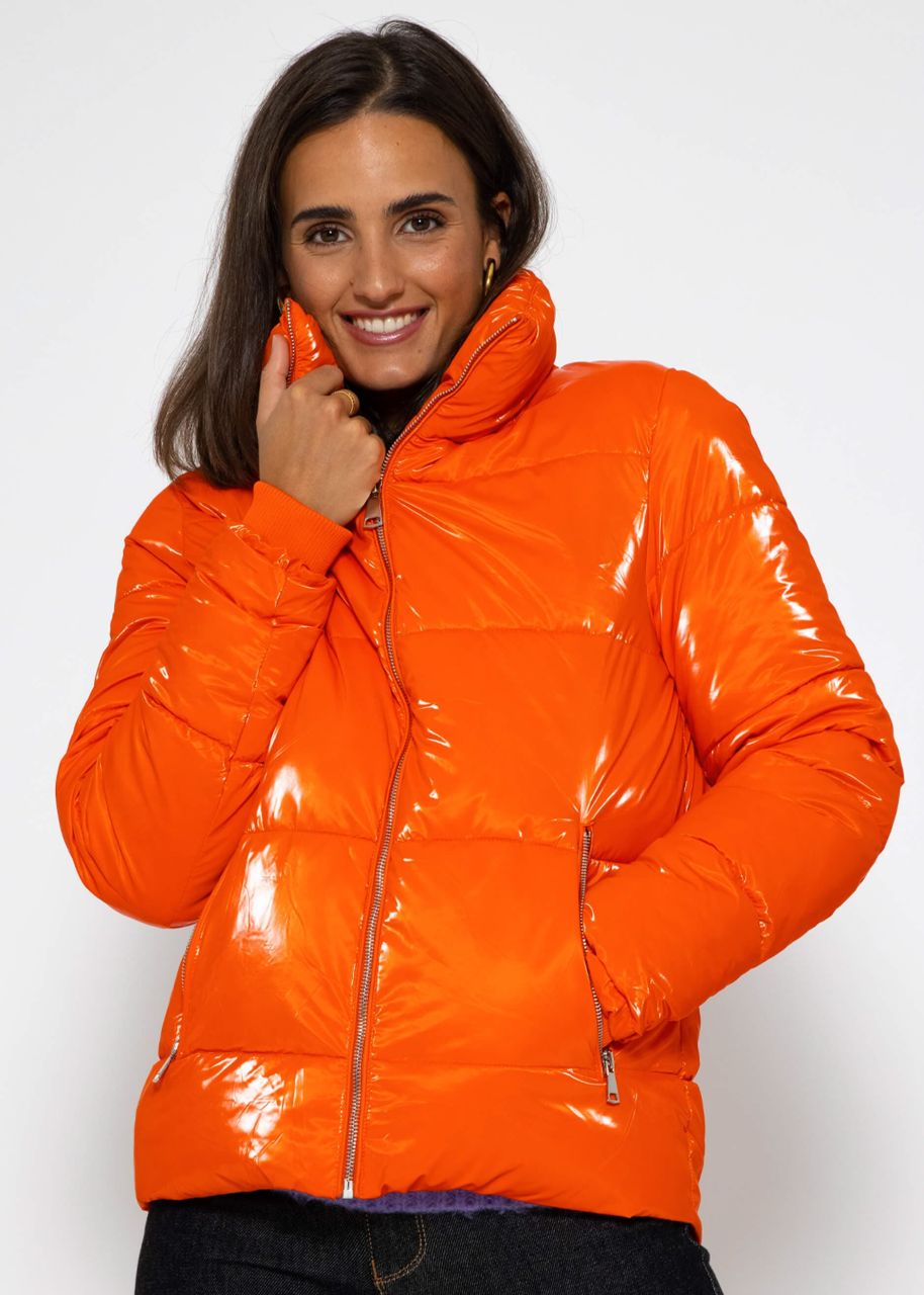 Puffer jacket with stand-up collar - orange