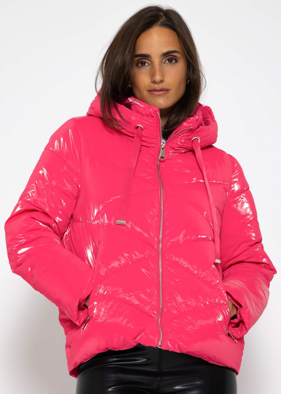 Puffer jacket with hood - pink