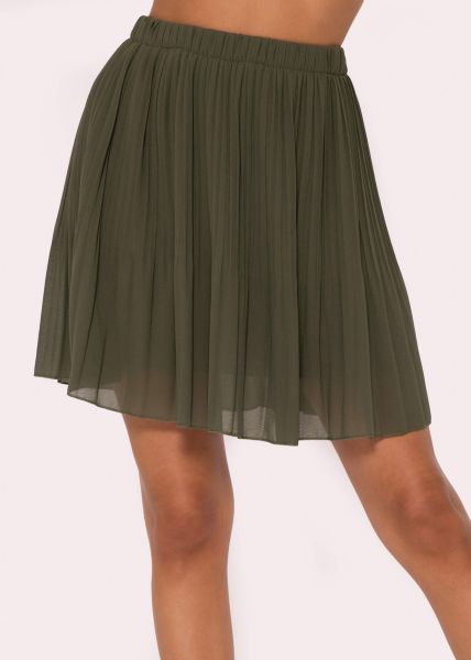 Pleated chiffon skirt, khaki
