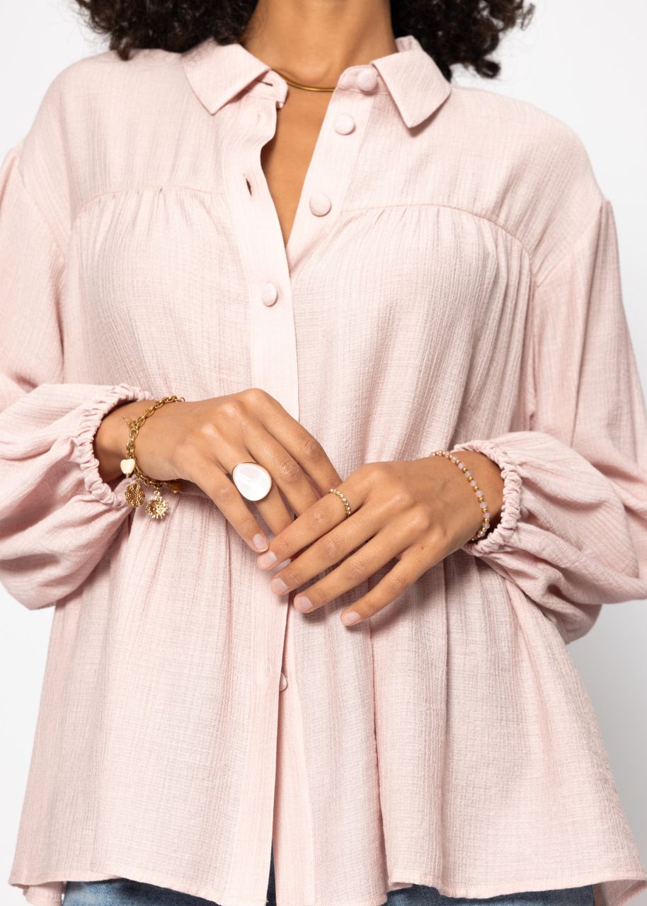 Lightweight blouse with flounces - dusky pink