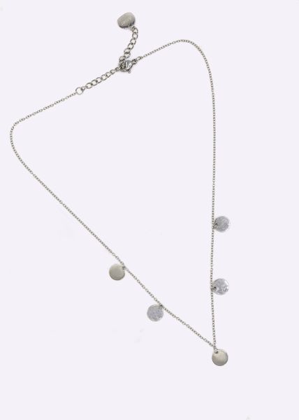 Necklace with round plates, silver