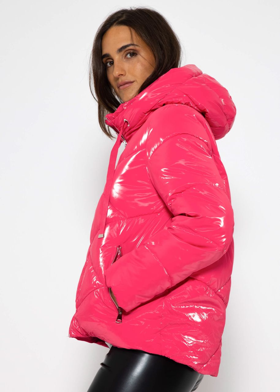 Puffer jacket with hood - pink