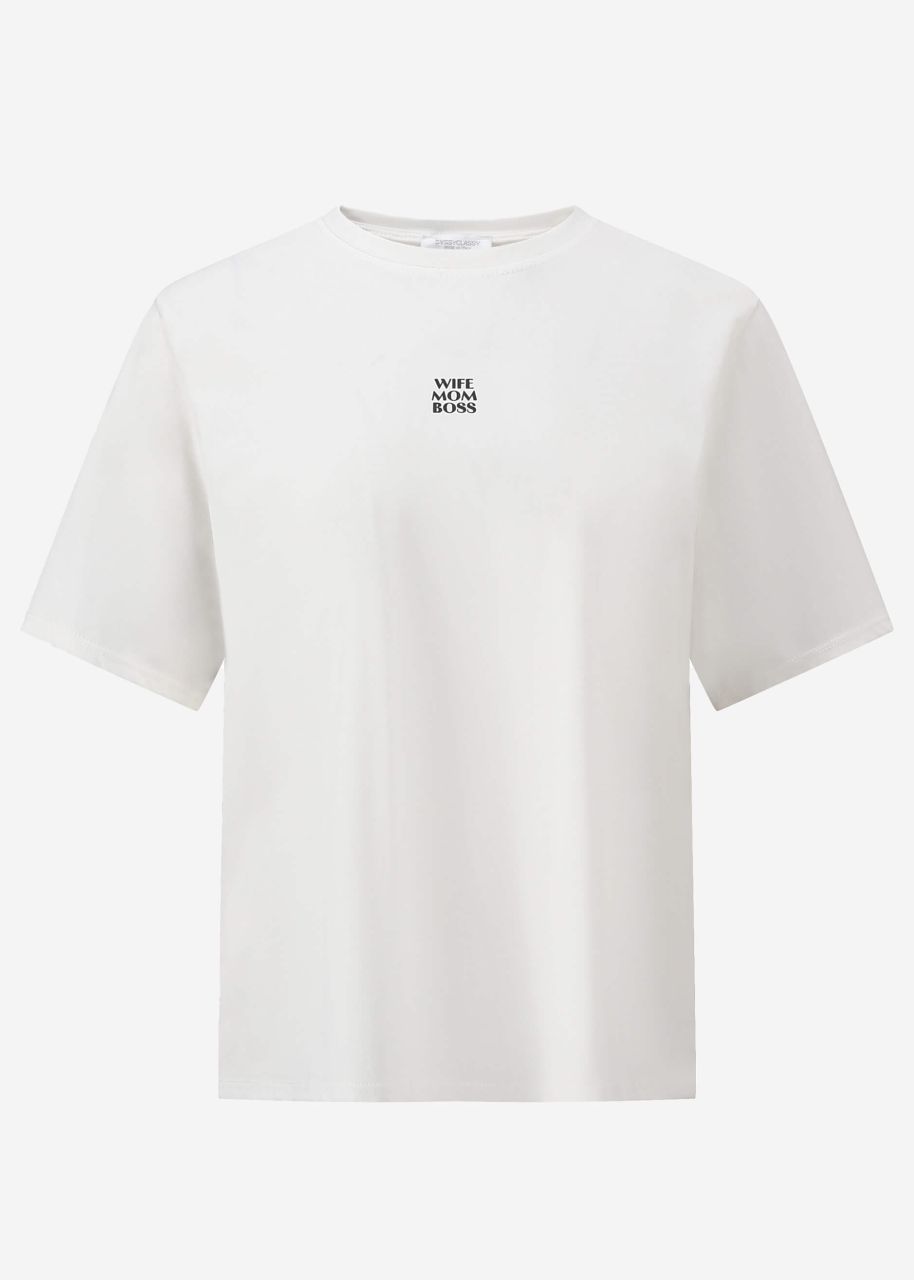 Oversized T-shirt with "MOM" print - offwhite