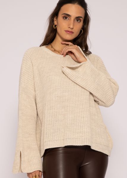 Sweater with wide sleeves, beige