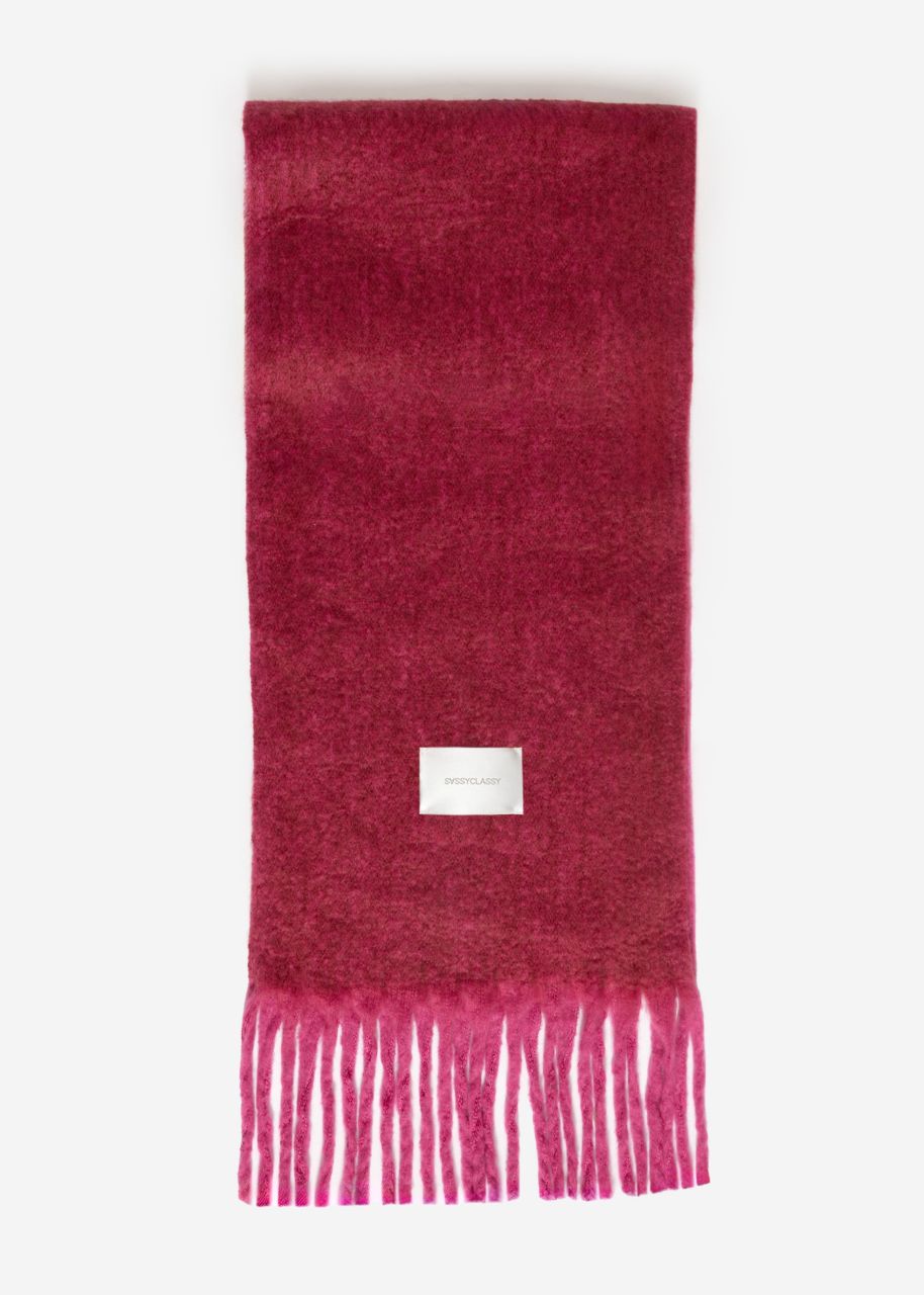 Fluffy scarf with fringes - pink