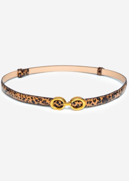 Adjustable belt - leo print - brown