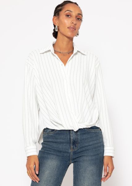 Striped blouse with knot - white