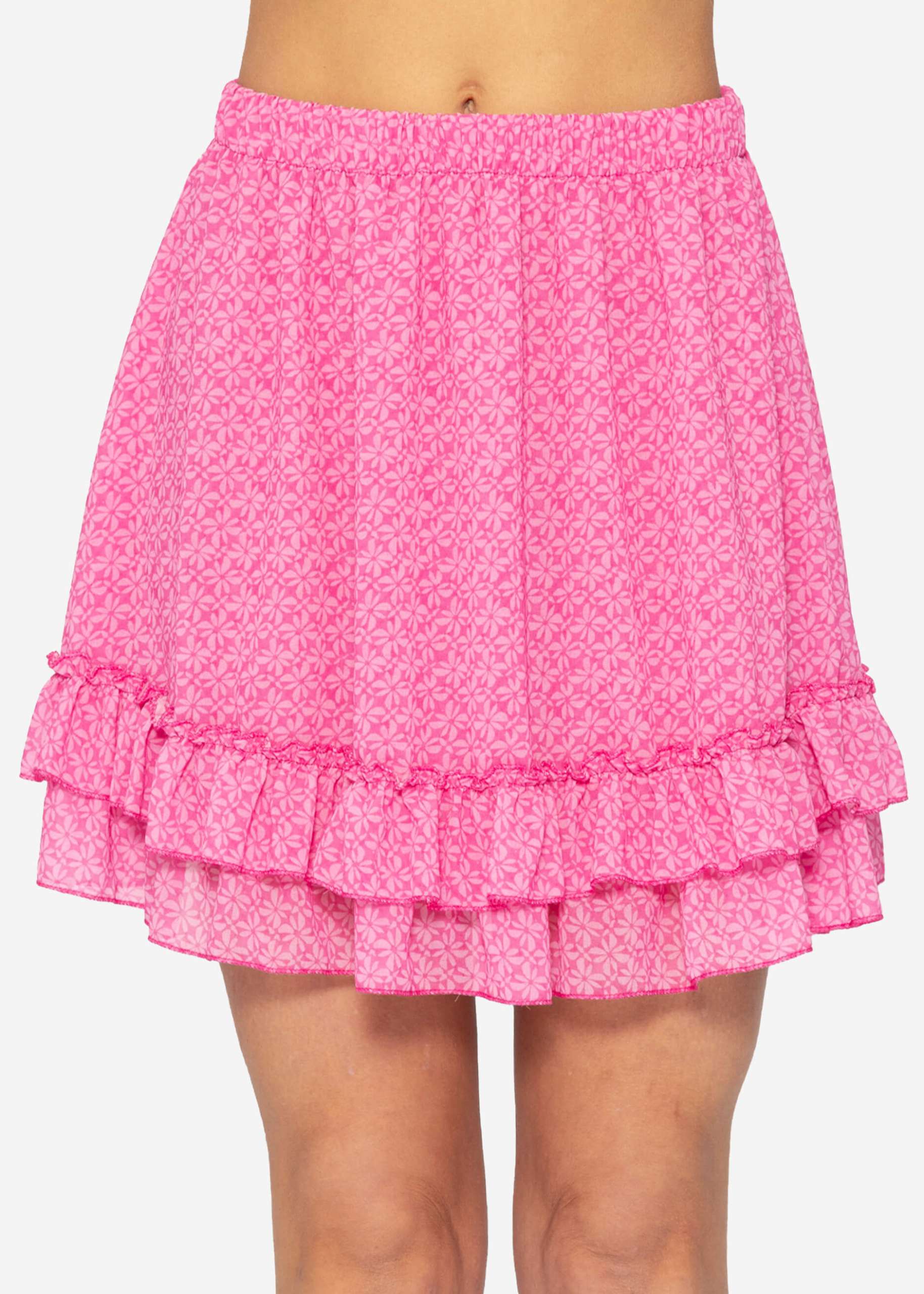 Flounce skirt with ruffles - pink