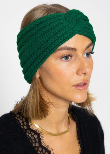 Ribbed knit headband - green