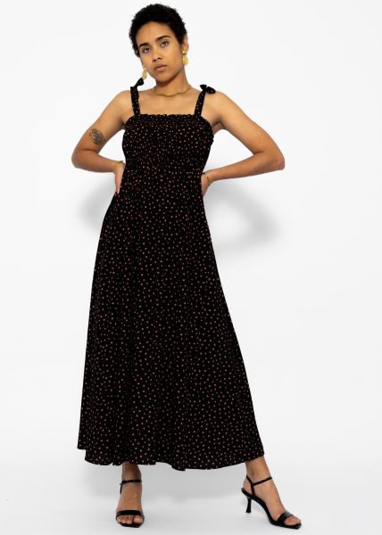 Strap dress with floral print - black