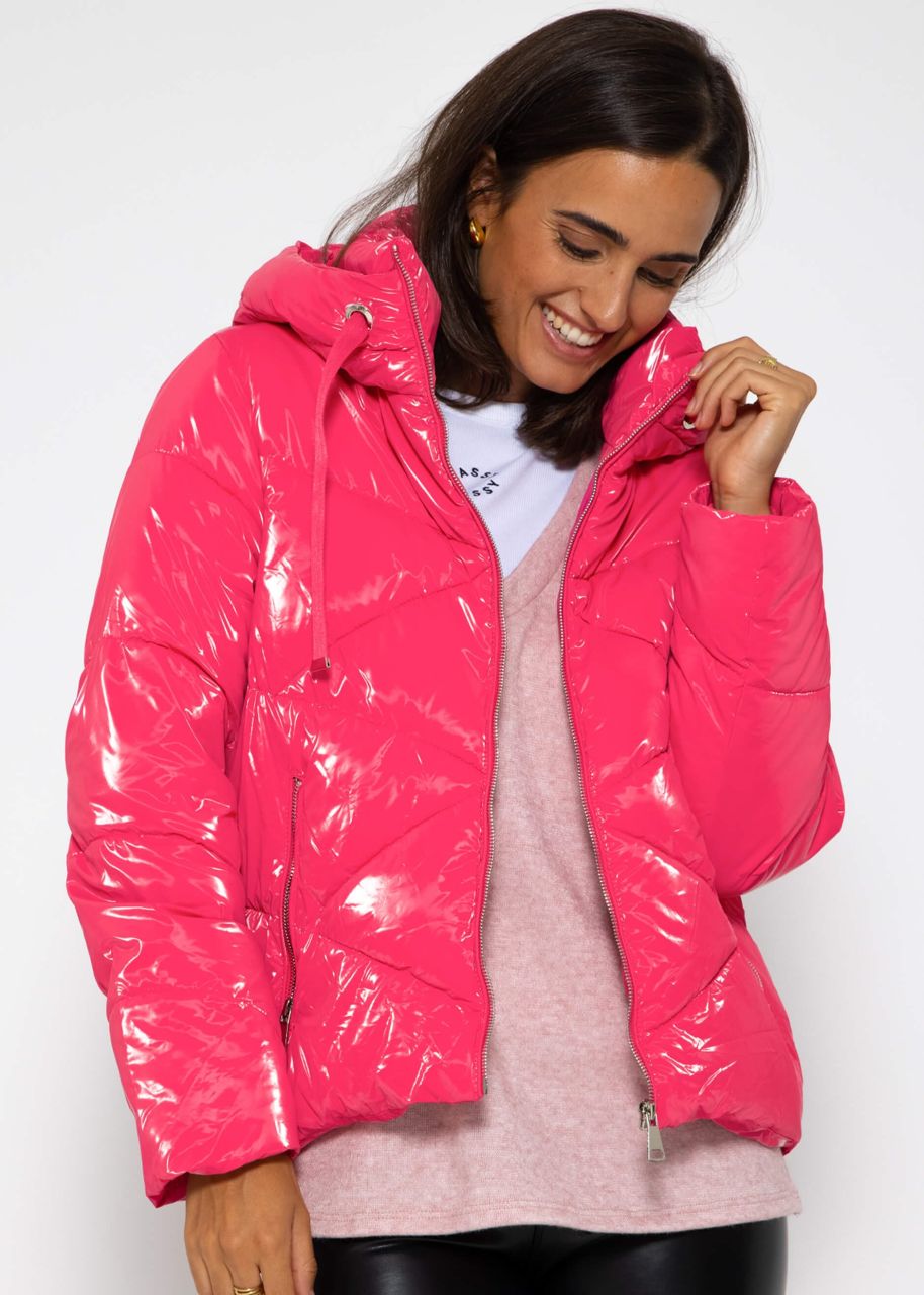 Puffer jacket with hood - pink