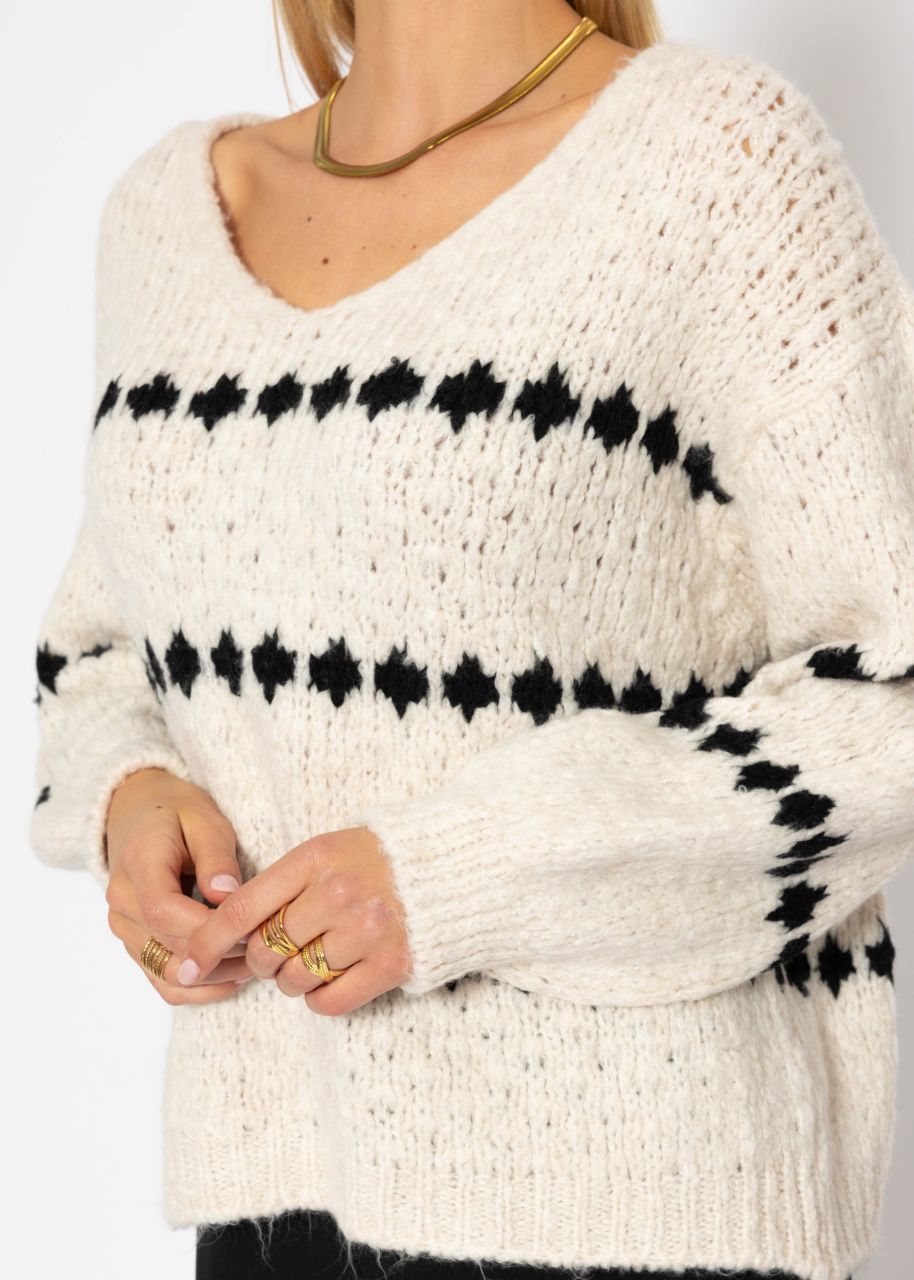 Jumper with fantasy stripe pattern - offwhite