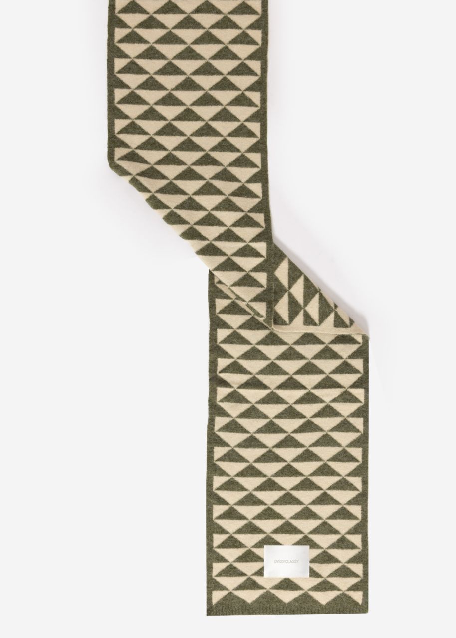 Scarf with geometric print - khaki-offwhite