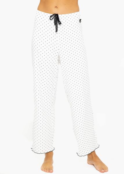 Sleeping pants with dots - white
