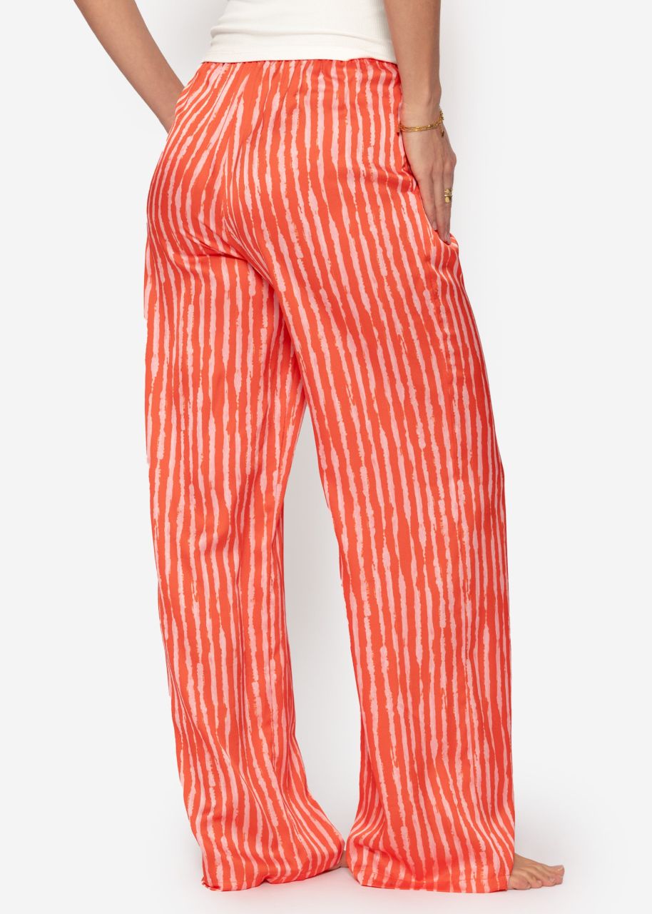 Striped satin trousers - orange