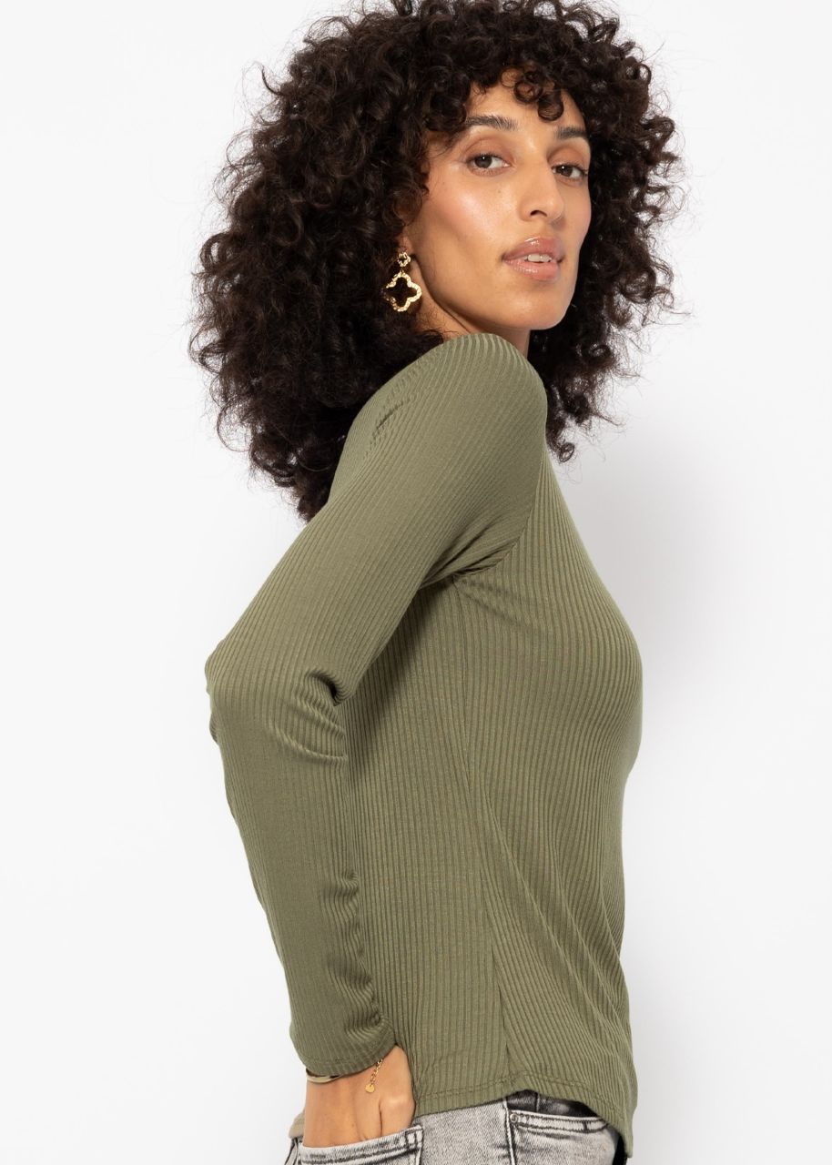 Ribbed long sleeve shirt - khaki