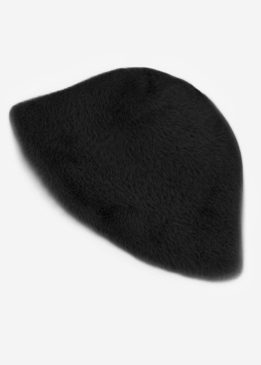 Faux fur hat - black