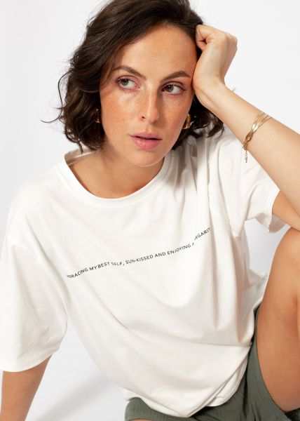 Oversize T-shirt with print - offwhite