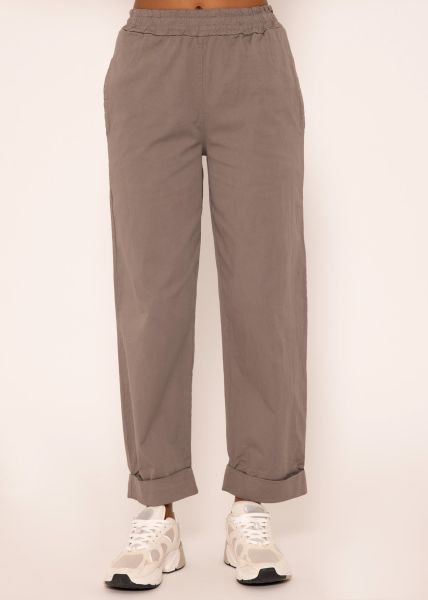 Casual cotton pants, taupe