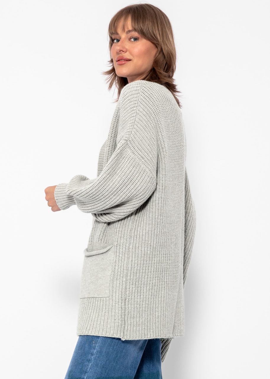 Soft knit cardigan with pockets - light grey