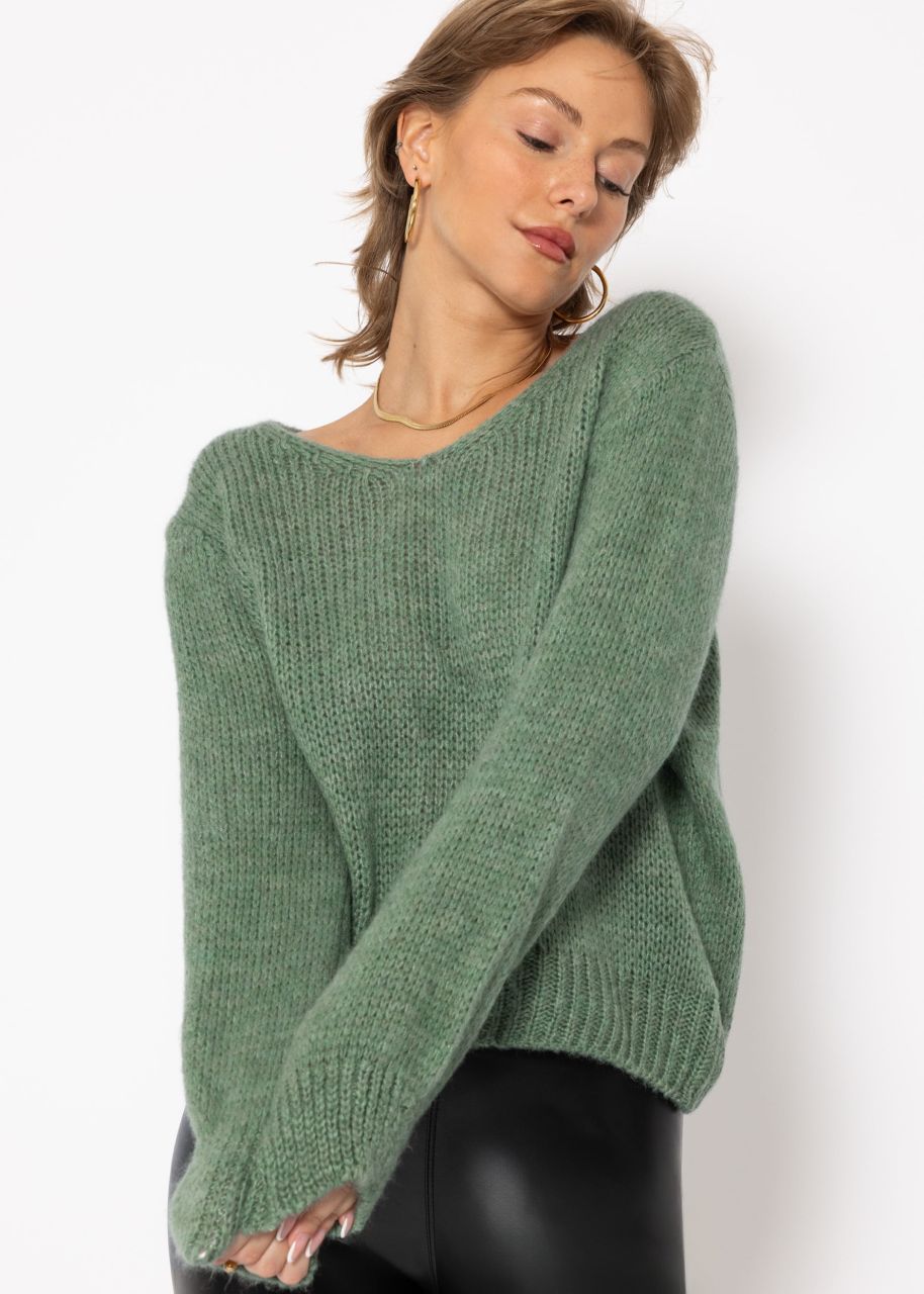 V-neck jumper - sage green