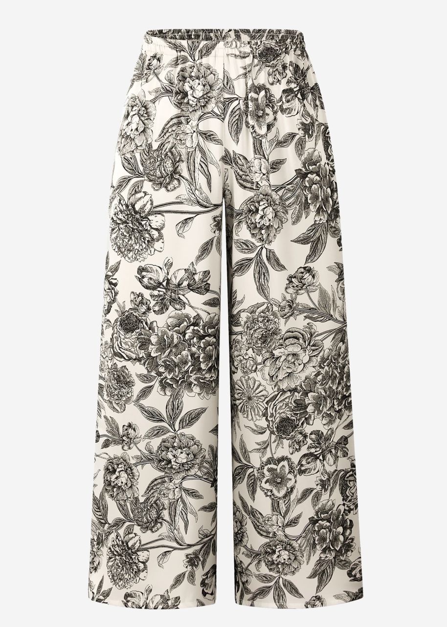 Satin pants with print - offwhite-grey