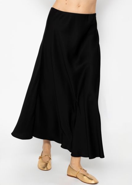 Satin-look skirt - black