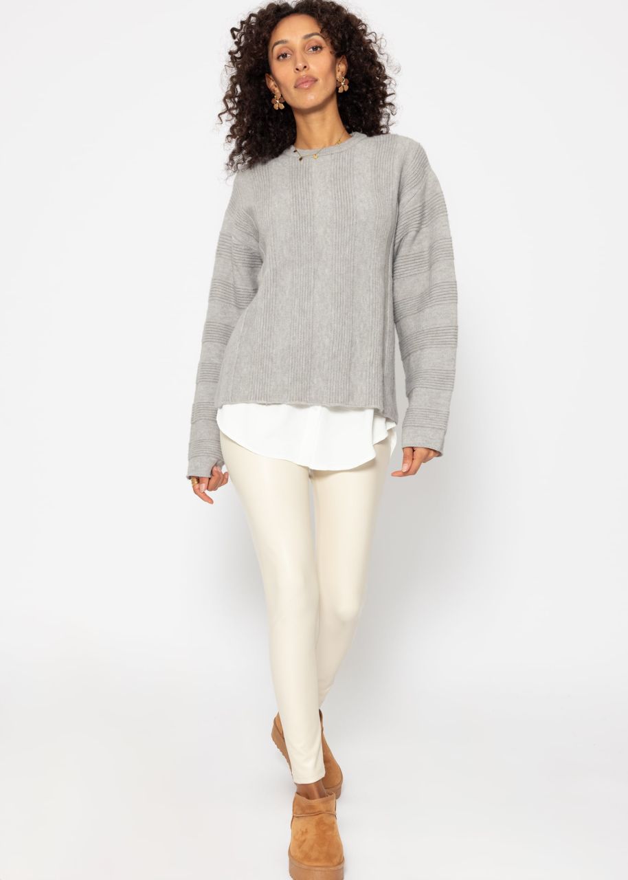 Jumper with ribbed stripe pattern - grey