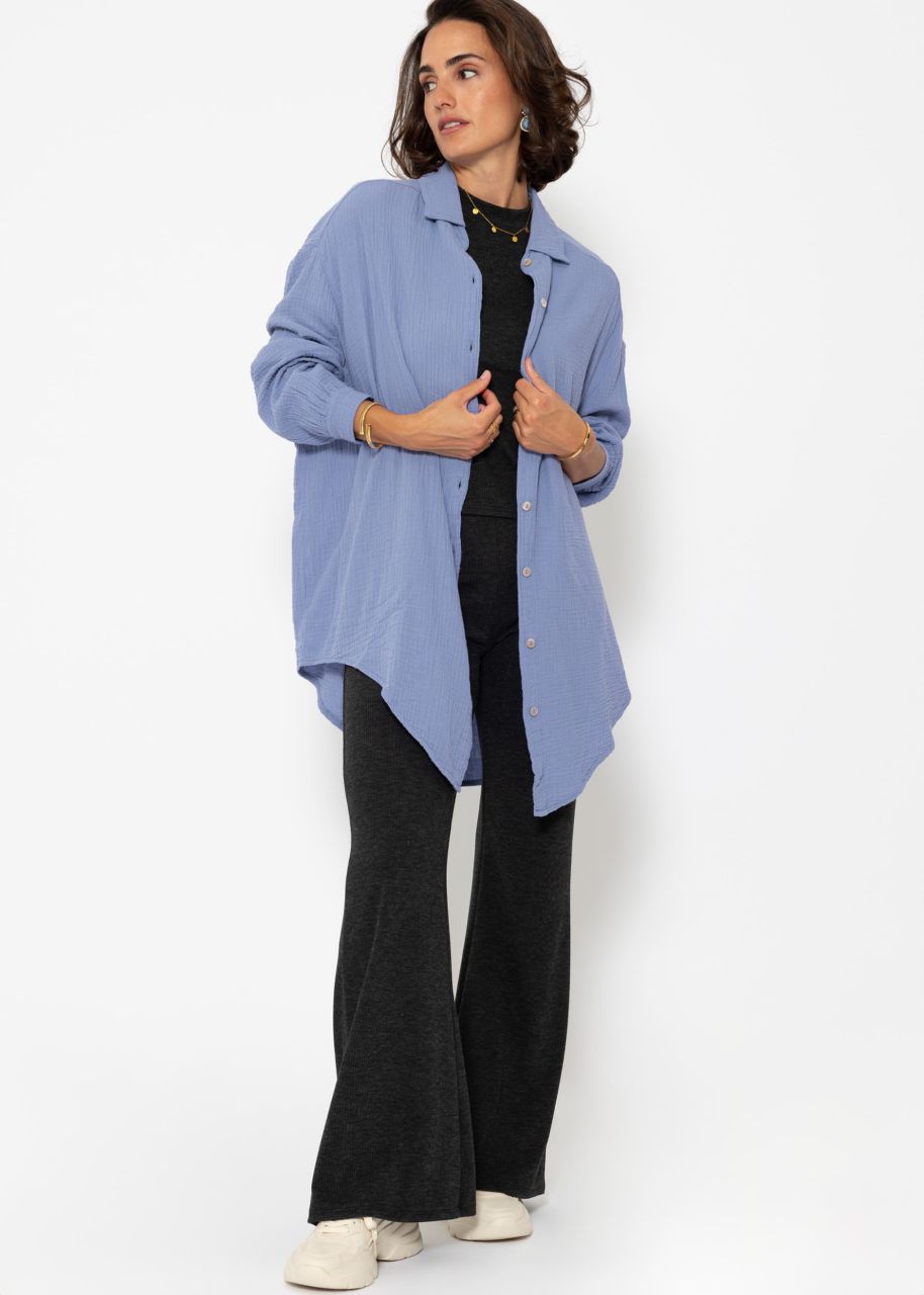 Muslin blouse oversize, blue