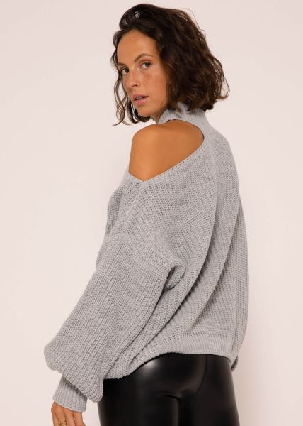 Oversize Cut-Out Sweater - grey