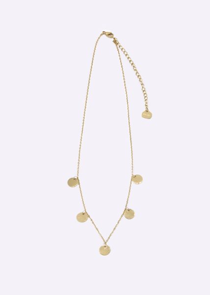 Necklace with round plates, gold