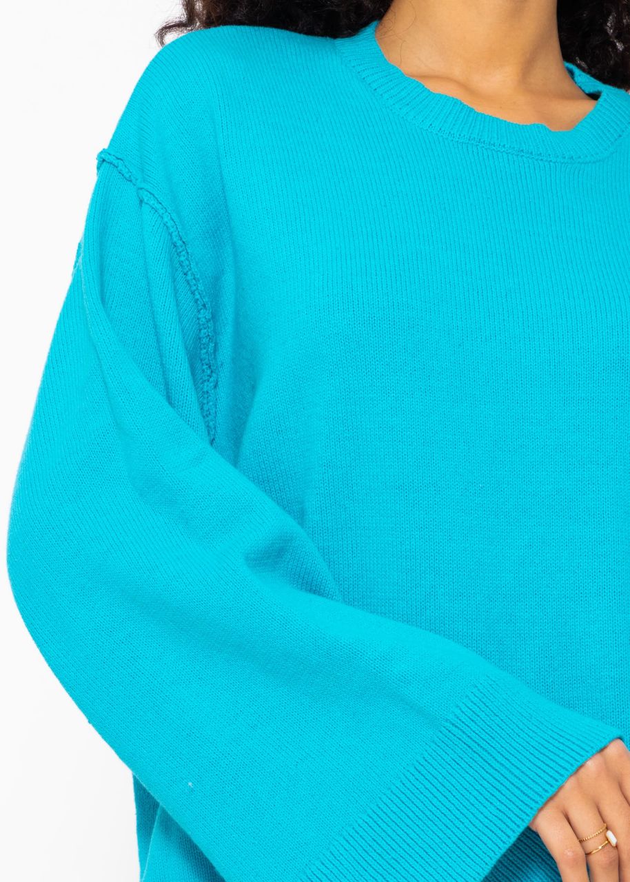 Sweater with wide sleeves - turquoise