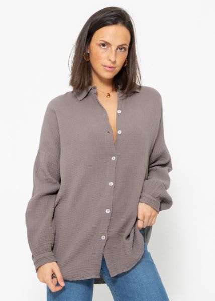 Regular fit muslin blouse - taupe