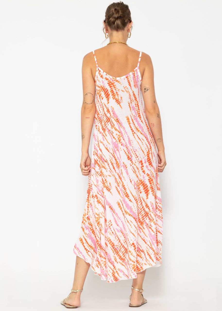 Muslin beach dress with colourful print - offwhite