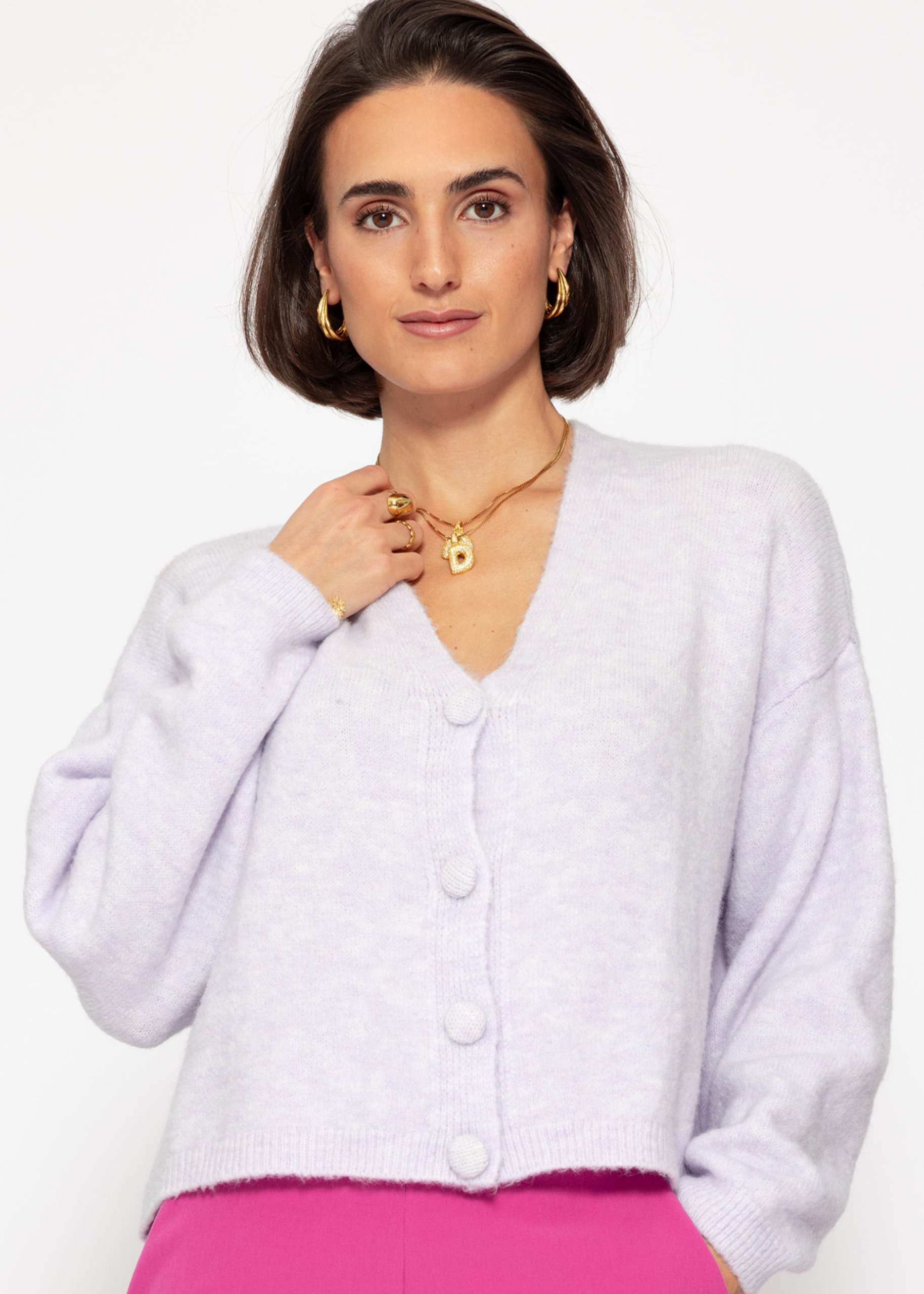 Cardigan with V-neck - lilac