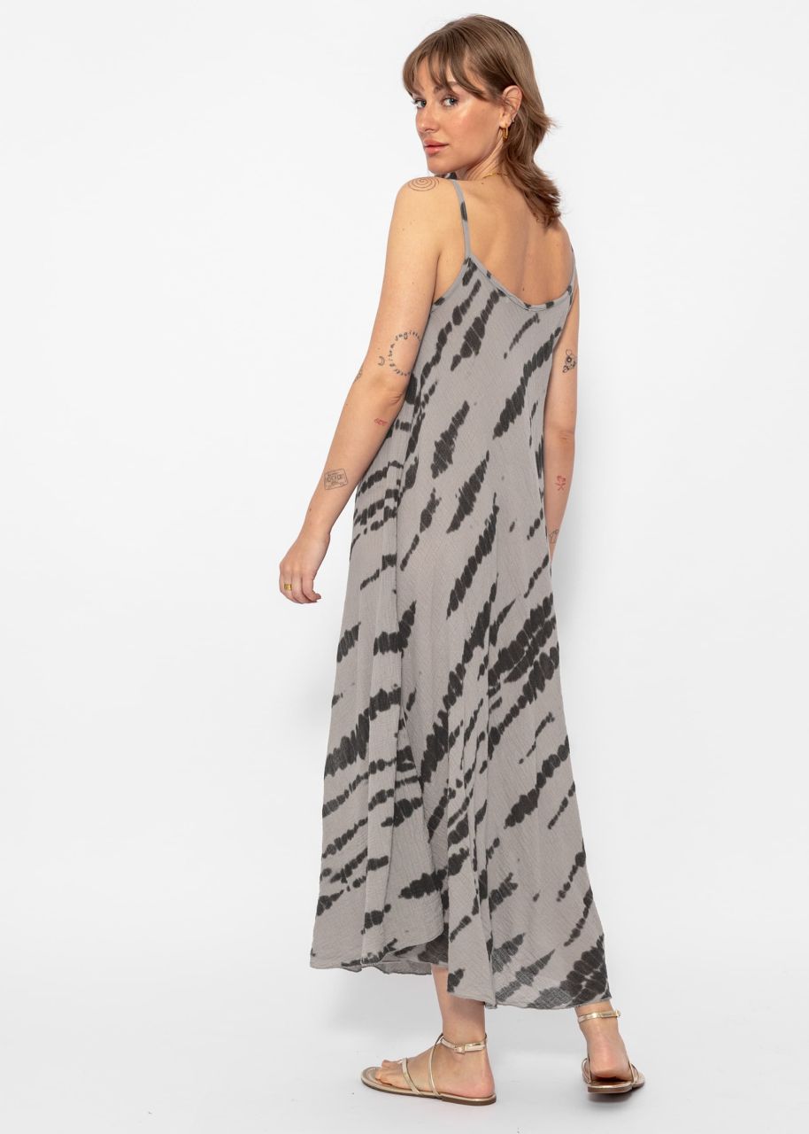 Muslin beach dress with zebra print - taupe