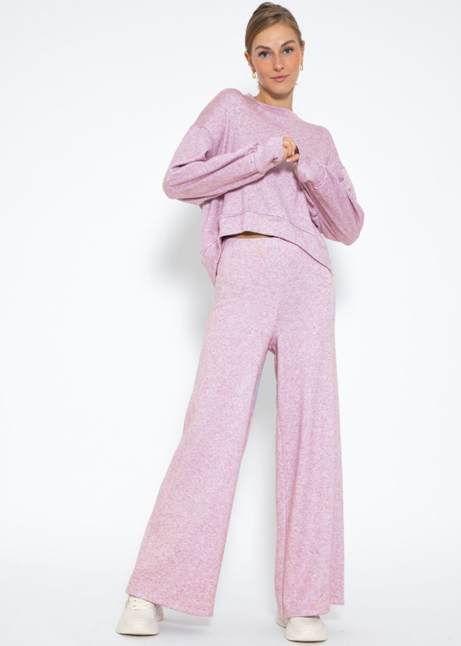 Slip-on trousers, super soft, with wide leg - lilac
