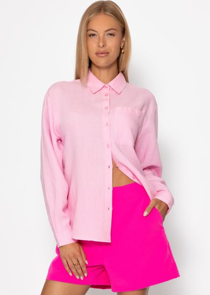 Linen shirt blouse - pink