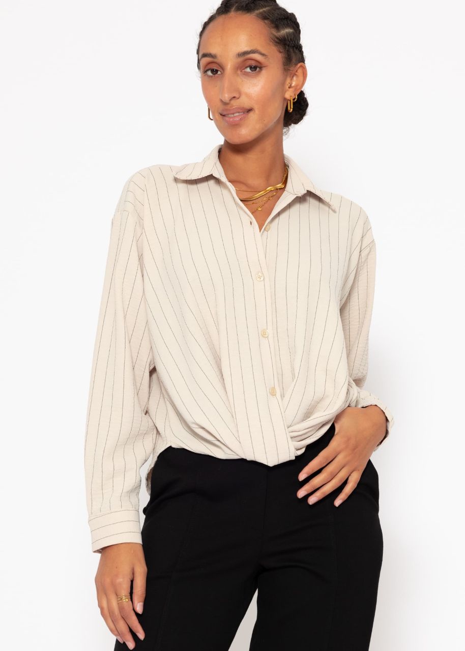 Striped blouse with knot - beige