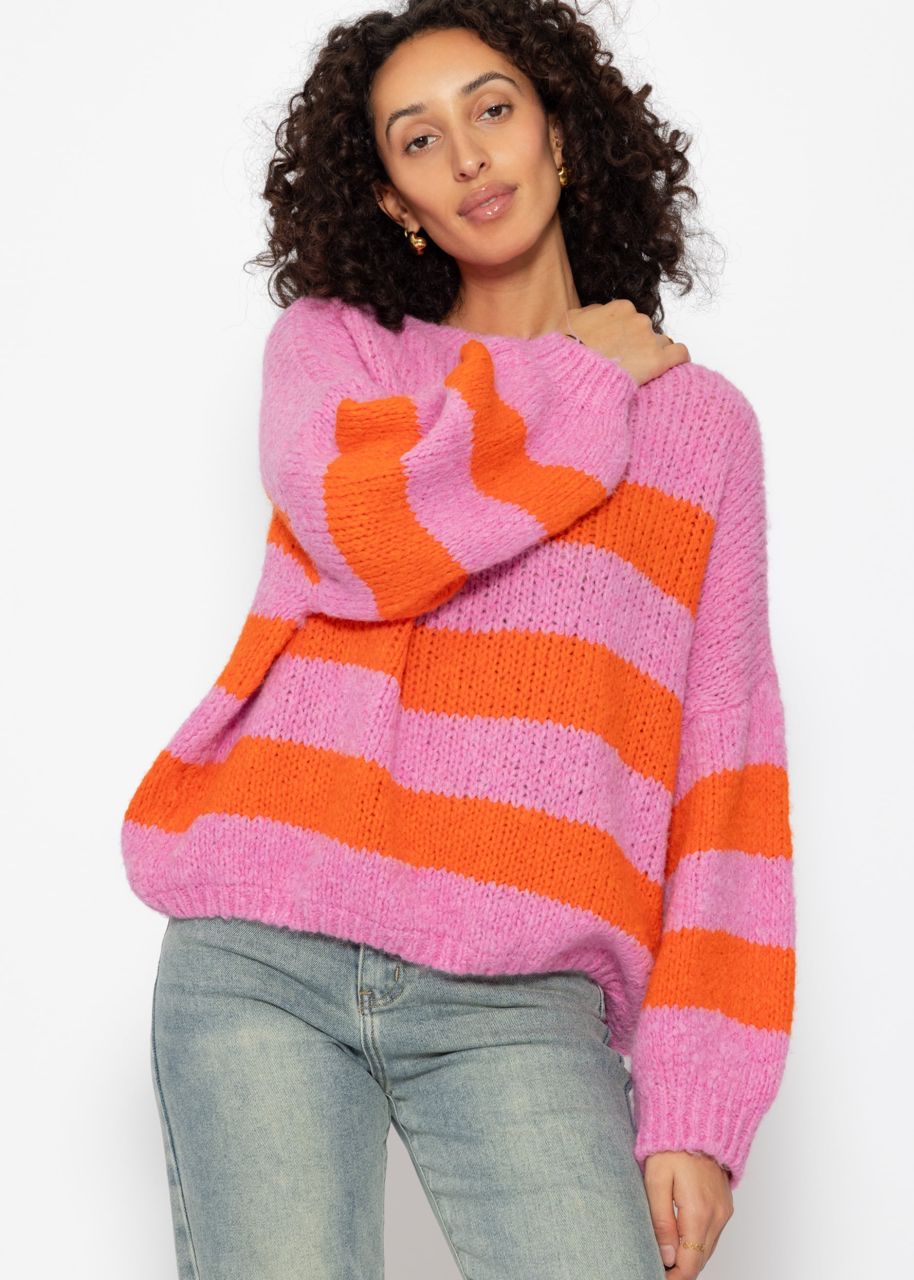 Striped sweater - pink-orange